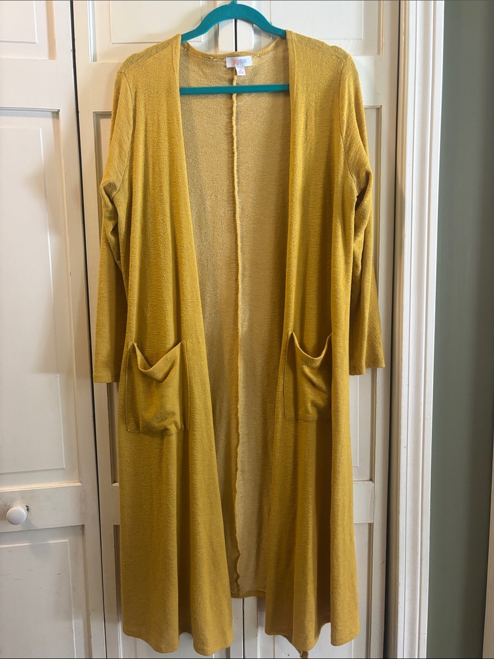 LuLaRoe Mustard Long Open-Front Cardigan